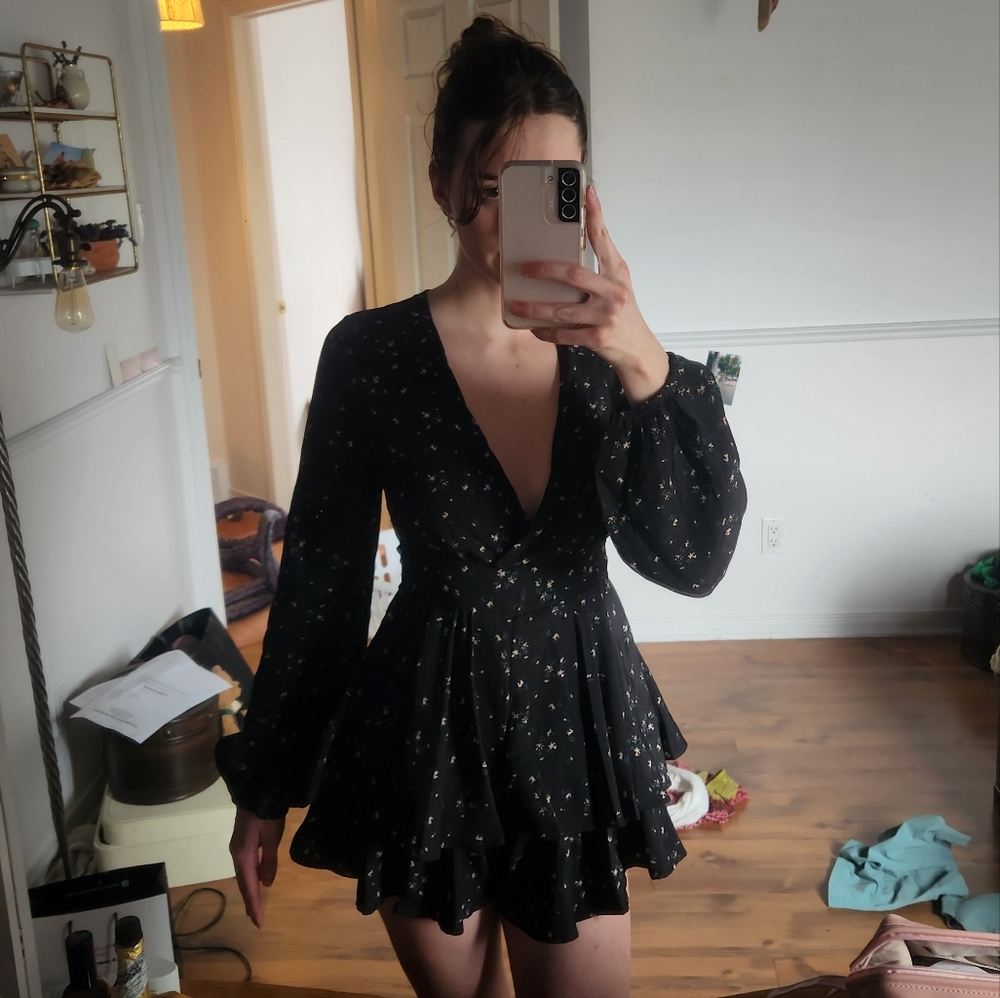 Dainty Hooligan Black Sequin Fit and Flare Dress